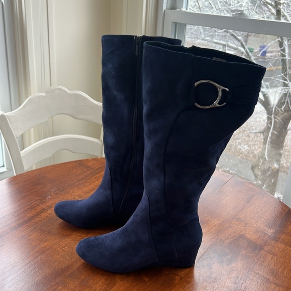 NWT Impo Gitali Stretch Blue Suede Boots - Picture 3 of 8